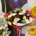 Bouquet Flowers - Red & White